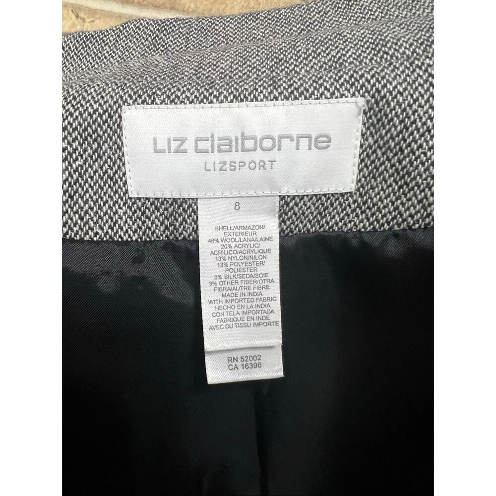 Liz Claiborne Women Grey Tweed Wool Blend Pant Suit Set Size 8 Lined Office - Picture 9 of 14